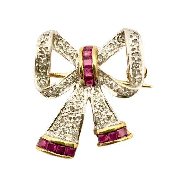 Rubies Gold and Diamonds Brooch