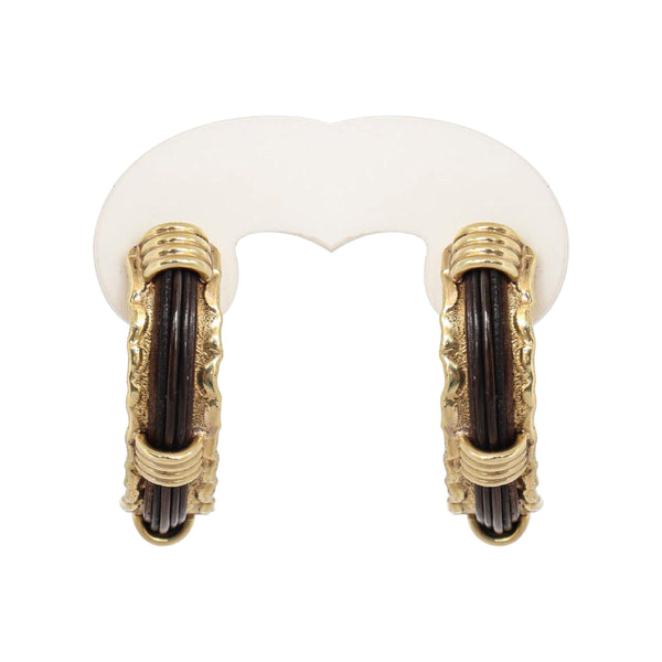 Gold and Elephant Hair hoop Earrings