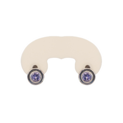 18ct white gold tanzanite round stud earrings- Cape Diamond Exchange - Cape Town