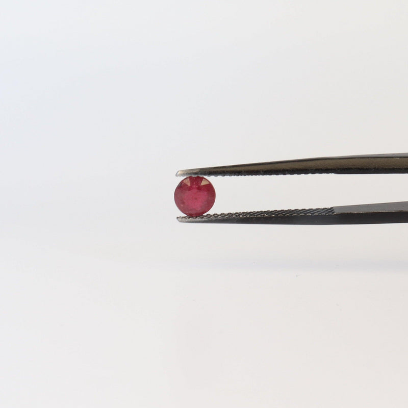 5mm Round Ruby Stone with front view - cape diamond exchange
