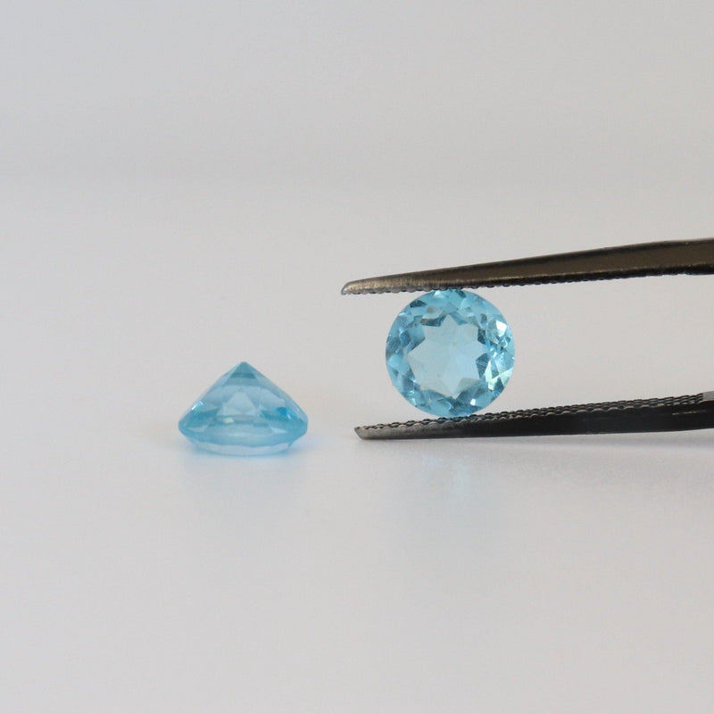7.1mm Round Blue Topaz (Pair) with front view - cape diamond exchange