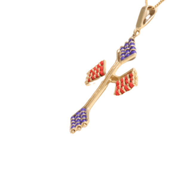 African Cross Bead Pendant with side view - capediamondexchange