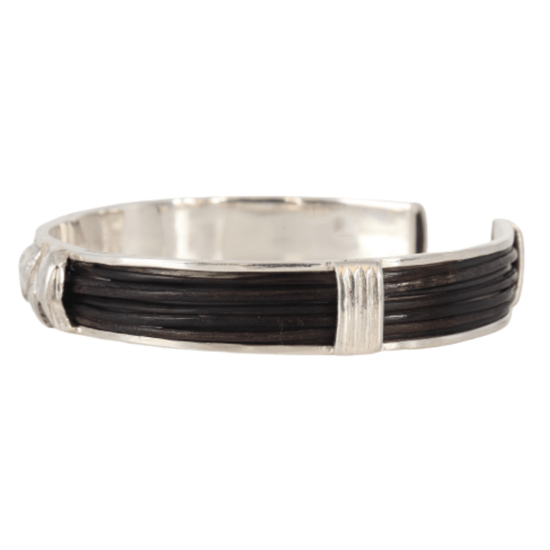 Silver Elephant Hair Bangle with bars - capediamondexchange