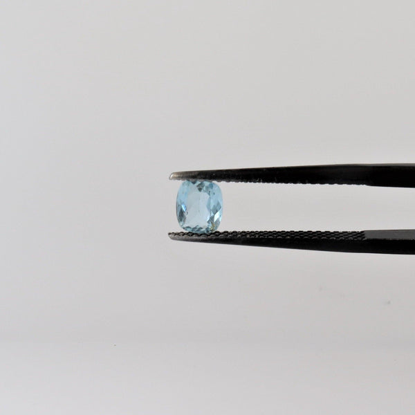 4.5mm x 5.3mm Cushion Aquamarine Stone with front view - cape diamond exchange