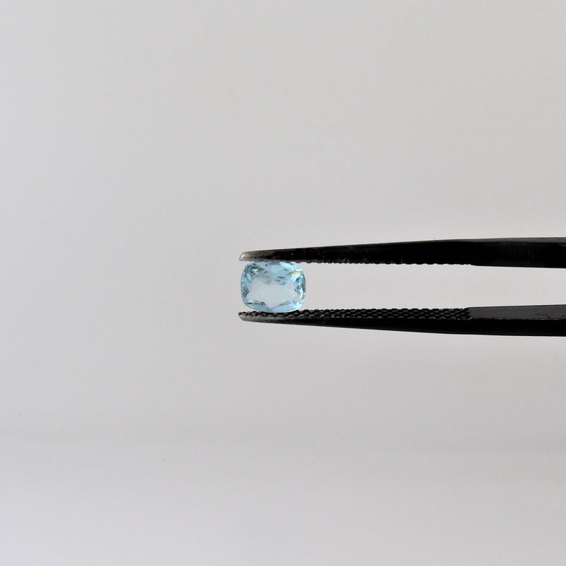 4.5mm x 5.3mm Cushion Aquamarine Stone with side view - cape diamond exchange