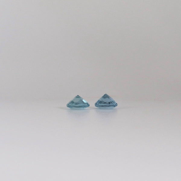 5mm (Pair) Round Aquamarine Stone with bottom view - cape diamond exchange