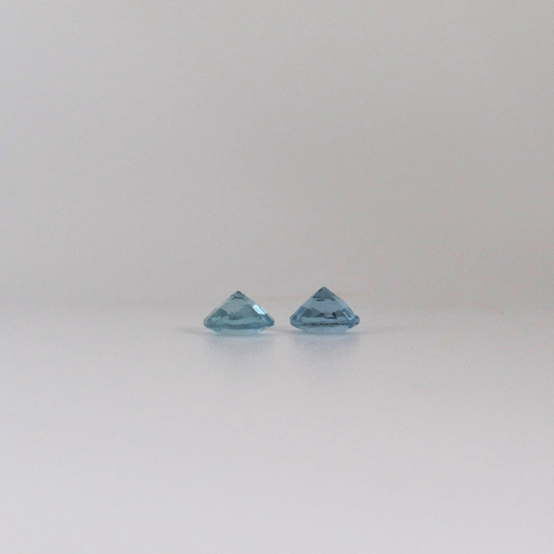 5mm (Pair) Round Aquamarine Stone with bottom view - cape diamond exchange