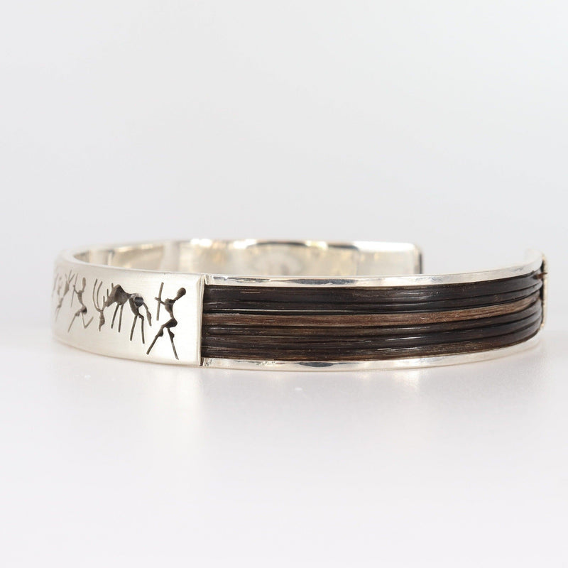 Long Bar Rockart Bangle with Elephant Hair - capediamondexchange