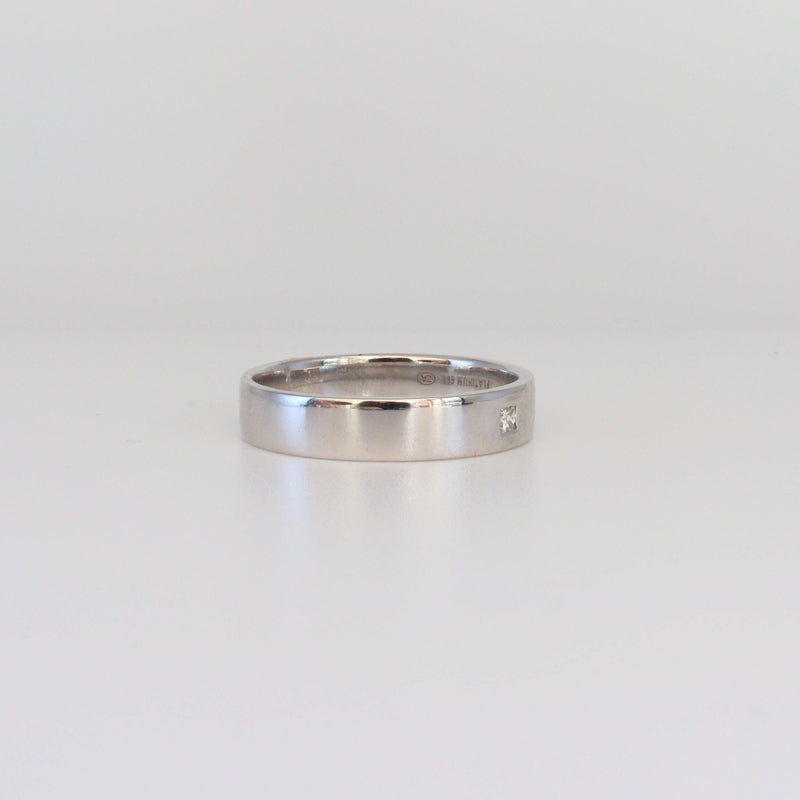 Platinum Wedding Band with Diamond with view - cape diamond exchange