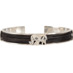 Silver Elephant Hair Bangle with Single Elephant - capediamondexchange