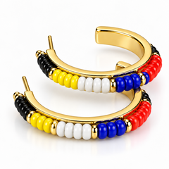 Brass multi-colour bead hoop earring Cape Diamond Exchange Cape Town