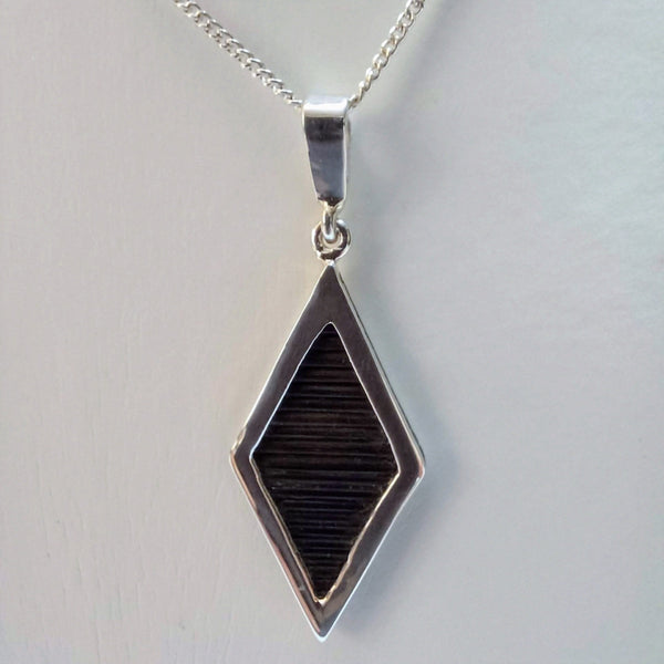 Silver elephant hair diamond shape pendant- Cape Diamond Exchange Cape town.