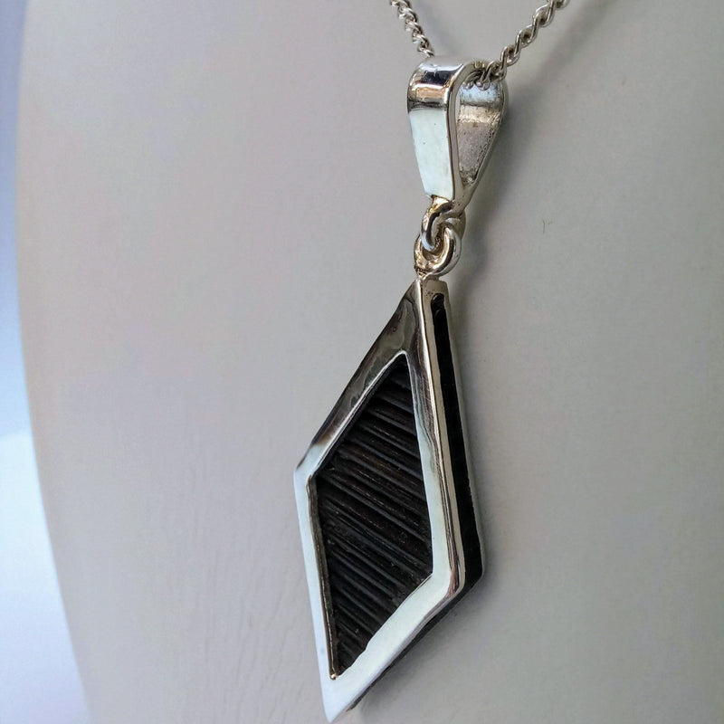 Silver elephant hair diamond shape pendant- Cape Diamond Exchange Cape town.