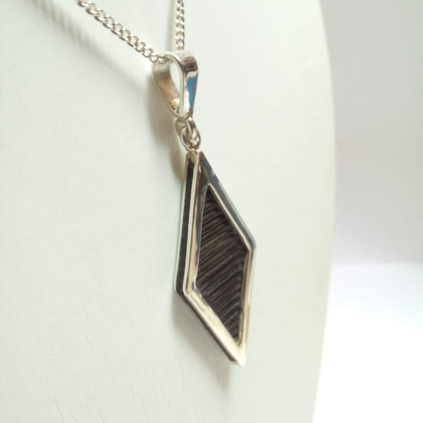 Silver elephant hair diamond shape pendant- Cape Diamond Exchange Cape town.