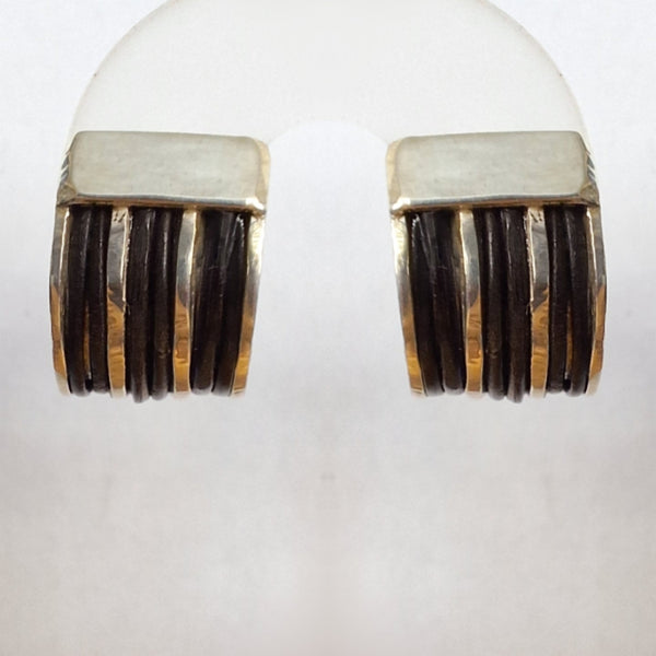 Silver 3-row elephant hair earrings-Cape Diamond Exchange Cape Town