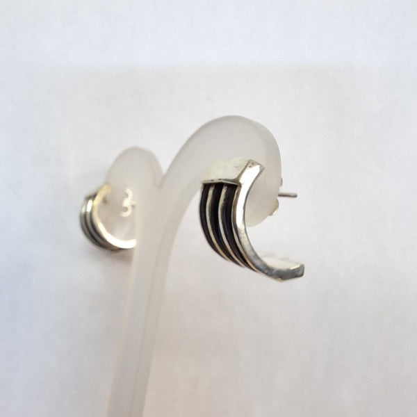 Silver 3-row elephant hair earrings-Cape Diamond Exchange Cape Town