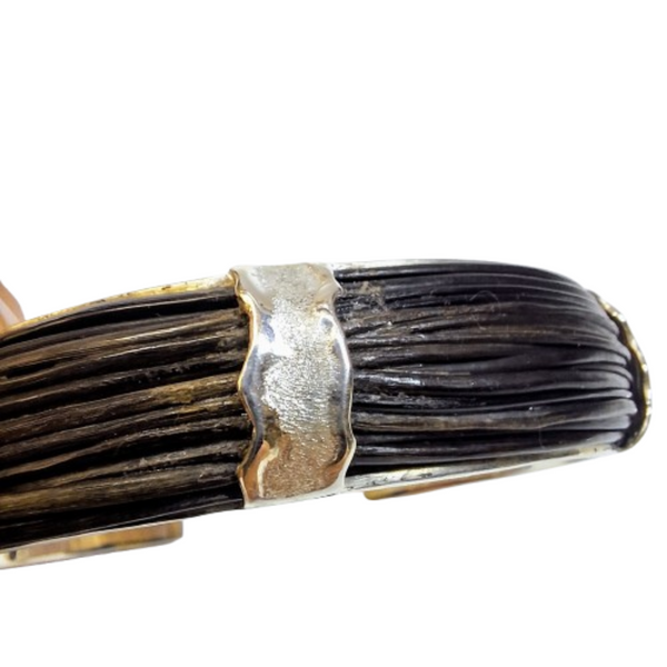 Silver multi-stranded elephant hair with 3 burned bars open bangle-Cape Diamond Exchange Cape Town