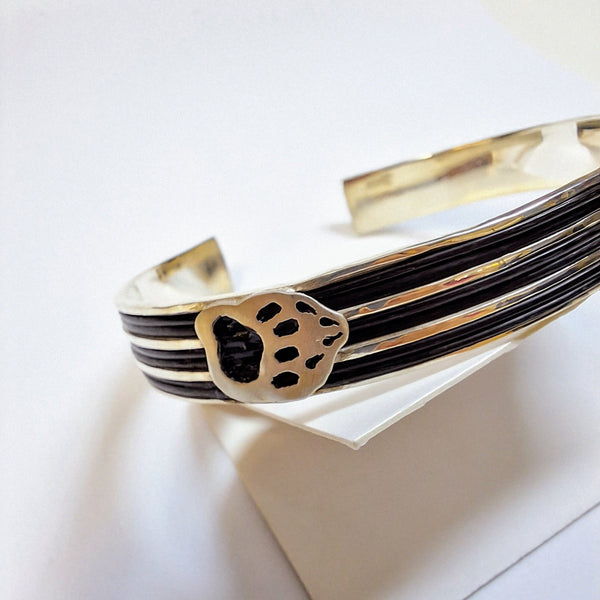 Silver elephant hair with paw print bangle-Cape Diamond Exchange Cape town
