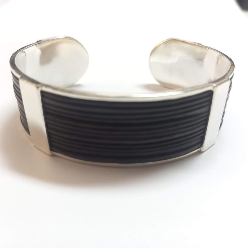 Silver Flat 3 bar Elephant wide pen bangle-Cape Diamond exchange
