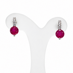 Silver round ruby and cz ears Cape Diamond Exchange Cape Town