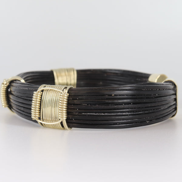 Elephant hair 3 gold knot open bangle- Cape Diamond Exchange Cape town.