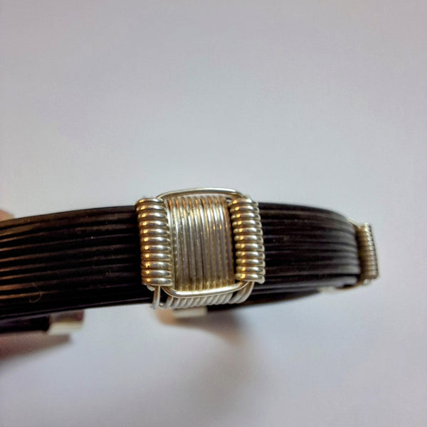 Elephant hair 3 gold knot open bangle- Cape Diamond Exchange Cape town.