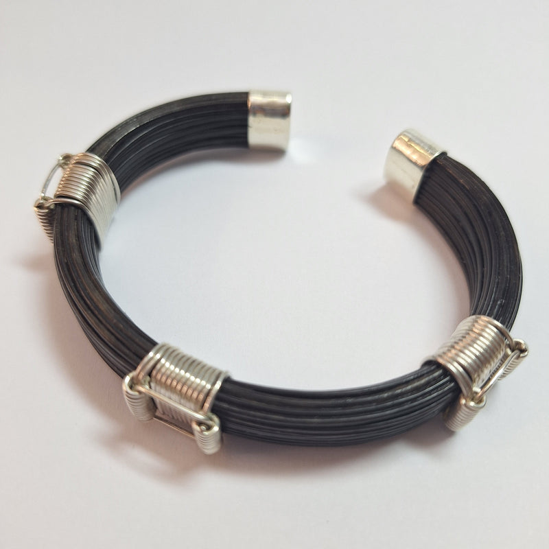 Elephant hair 3 knot open bangle.