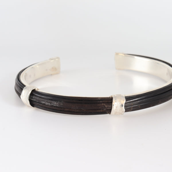 Thin Elephant hair 3-burnt bar bangle-Cape Diamond Exchange Cape Town