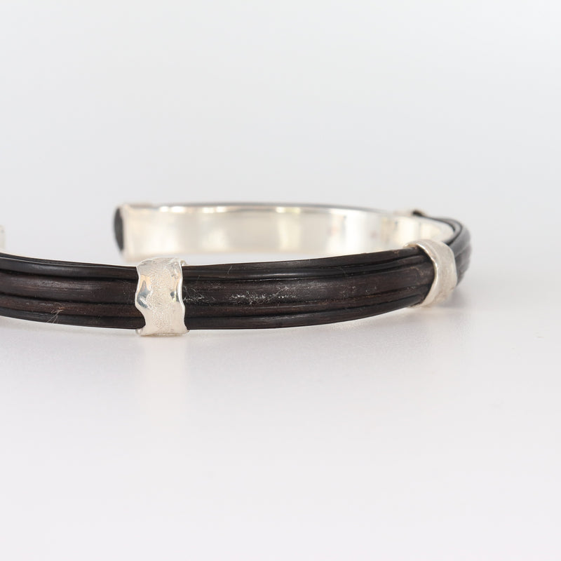 Thin Elephant hair 3-burnt bar bangle-Cape Diamond Exchange Cape Town