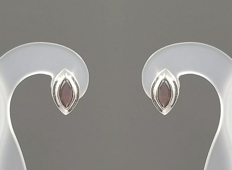 Marquise Shape Garnet Earrings, in 18kt WhIte Gold - Cape Diamond Exchange