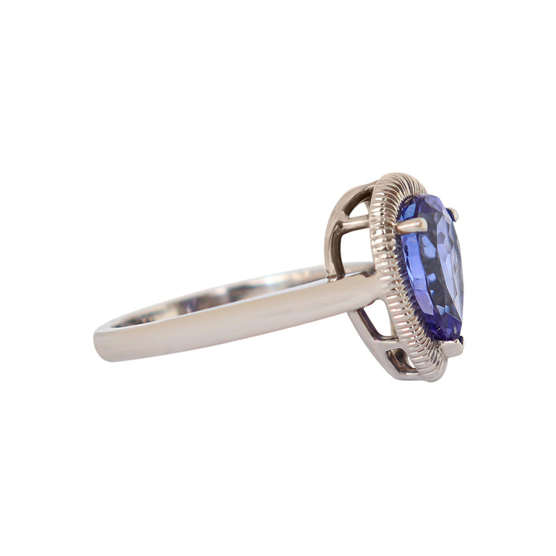 Pear Tanzanite Halo Ring - Cape Diamond Exchange