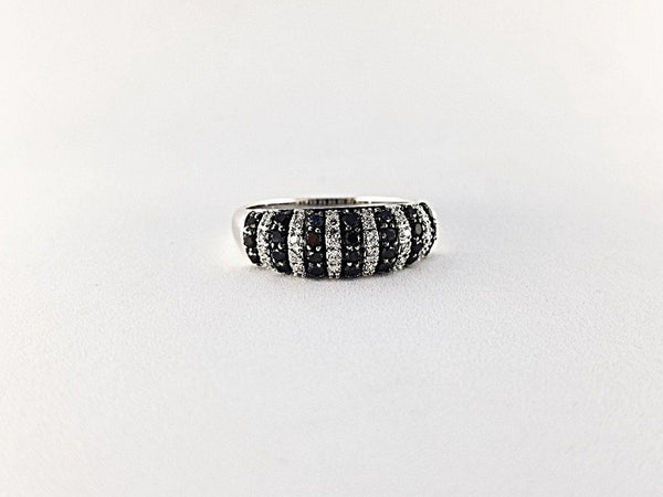 9kt White Gold Half Dome Ring with Black and White Diamonds - Cape Diamond Exchange