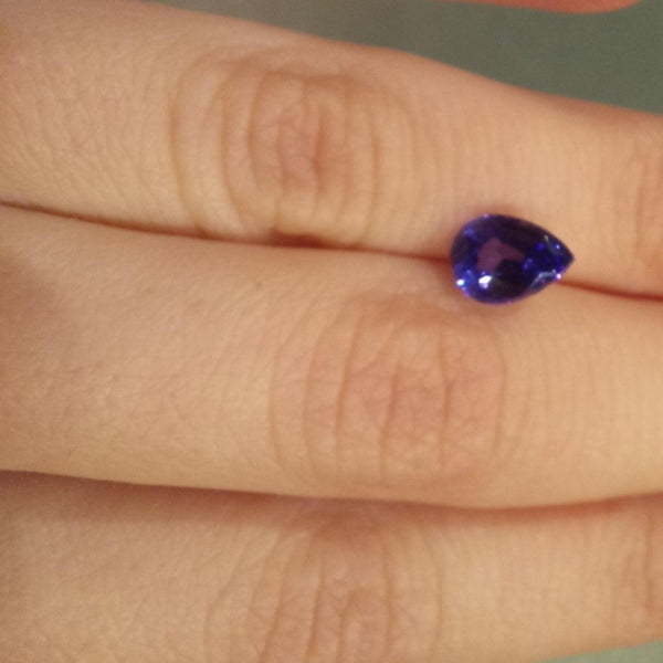 1.60ct Pear Tanzanite Stone with side view - cape diamond exchange
