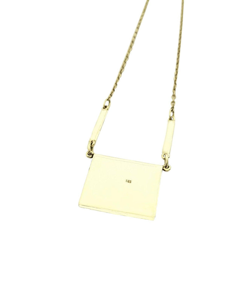 Gold Rectangle Elephant Hair Pendant - Cape Diamond Exchange