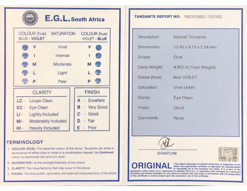 4.97ct Oval Tanzanite Stone Cape Diamond Exchange in St. George's Mall