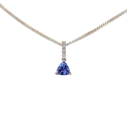 Tanzanite and Diamond Pendant set in 14 kt White Gold