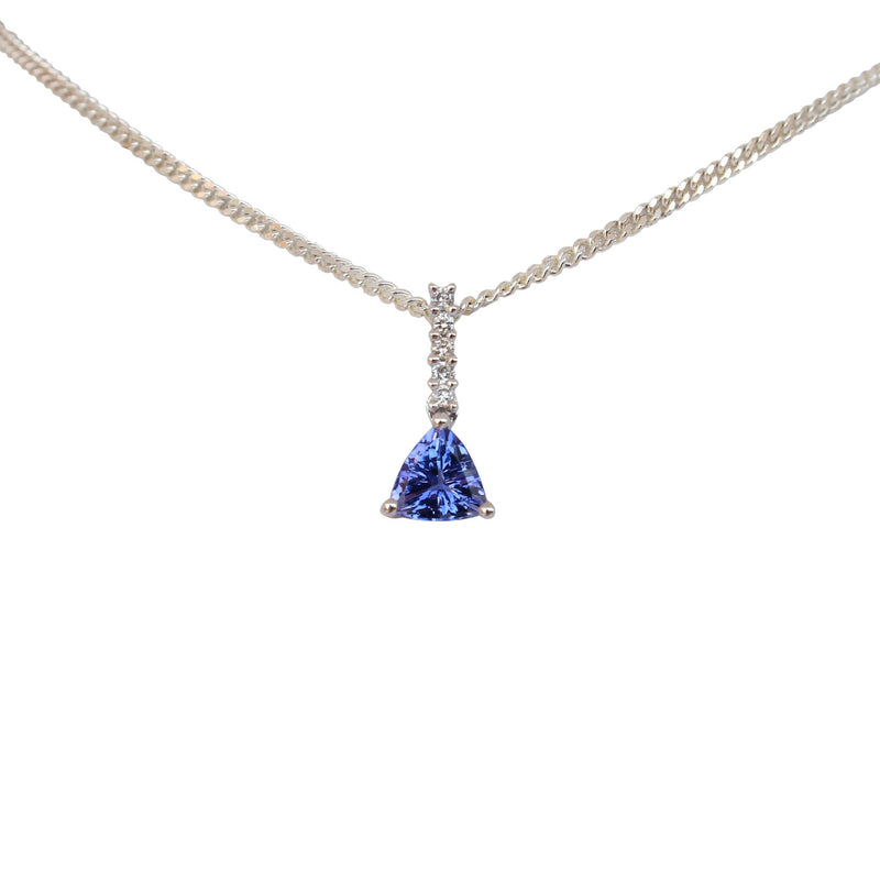 Tanzanite and Diamond Pendant set in 14 kt White Gold