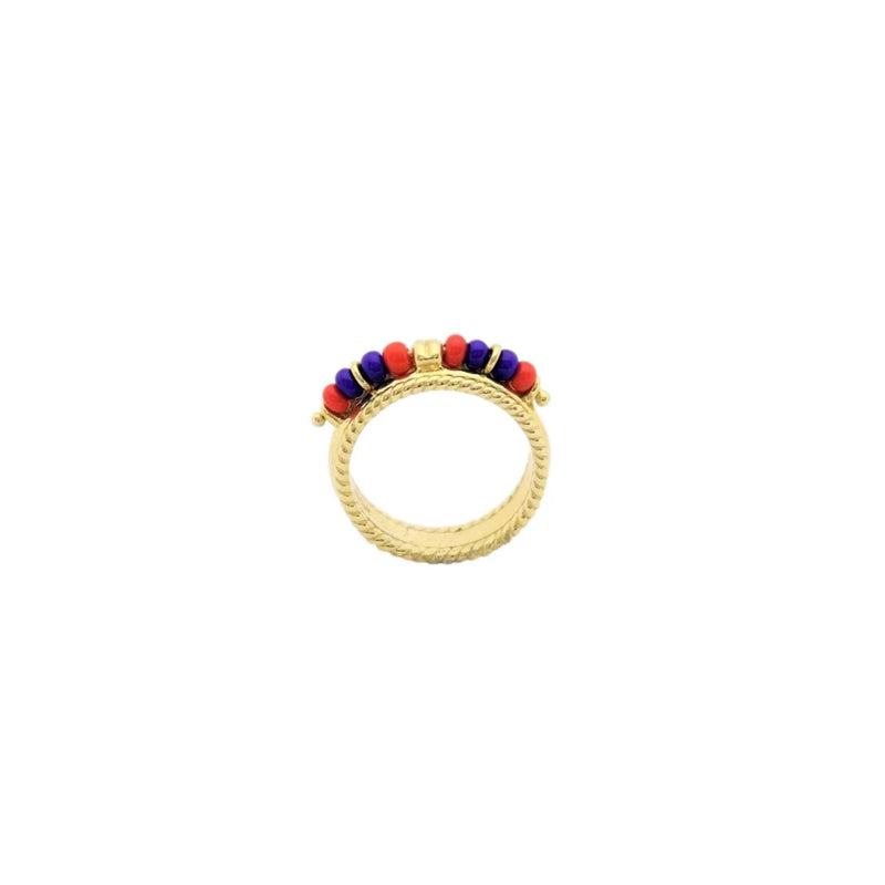 14kt Yellow Gold African Beaded Color Ring - Cape Diamond Exchange