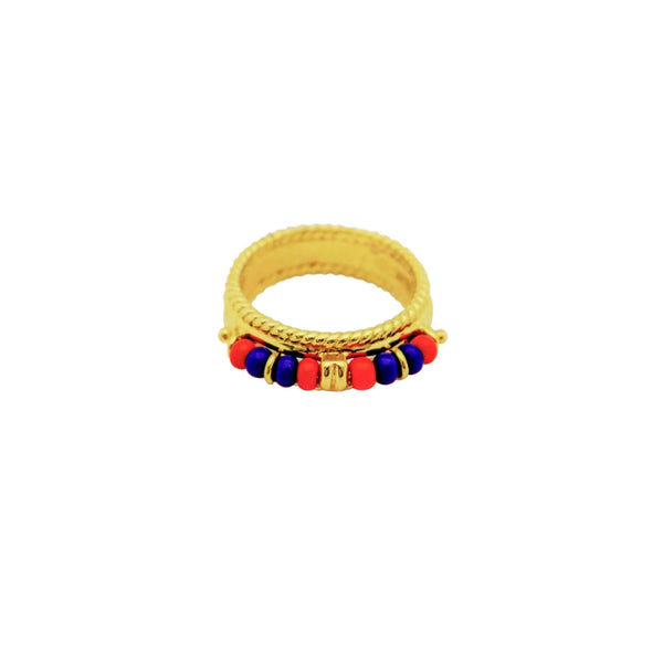 14kt Yellow Gold African Beaded Color Ring - Cape Diamond Exchange