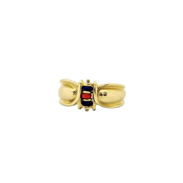 Yellow Gold African Art Butterfly Beaded Ring - Cape Diamond Exchange