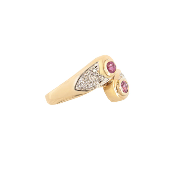 Pave Diamond and round Ruby Ring