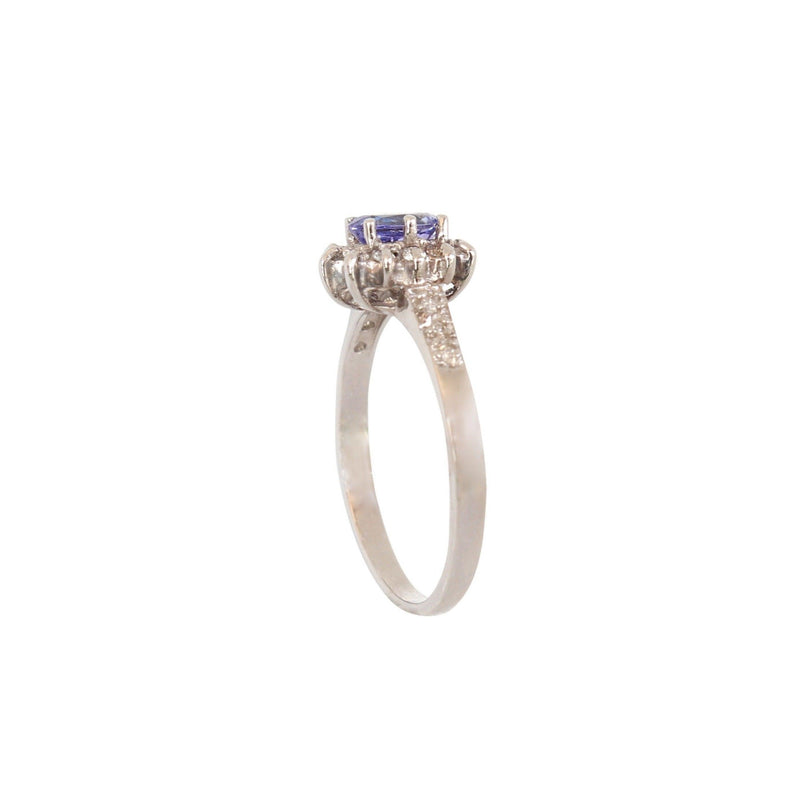 Flower ring with an Oval Tanzanite and Brilliant Diamonds at cape diamond exchange