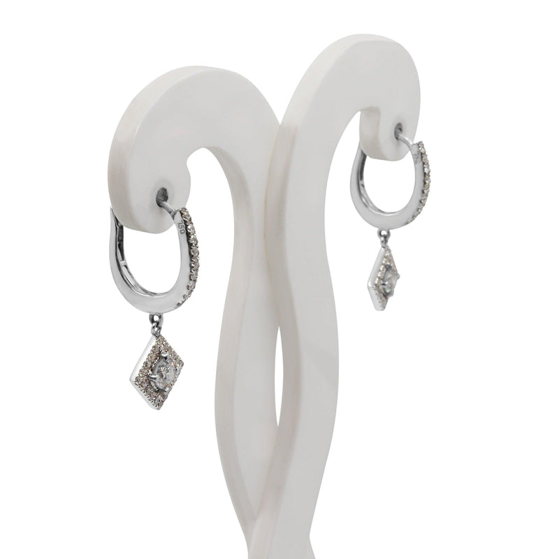 Diamond Drop Huggie earrings in White Gold