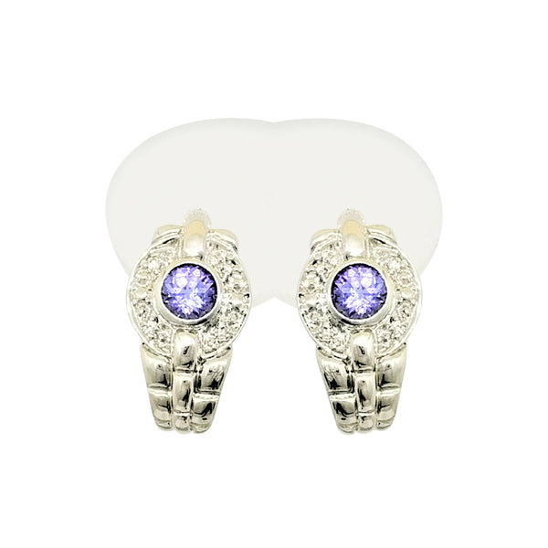 18 kt White Gold and Tanzanite, Diamond Earrings Cape Diamond Exchange in St. George's Mall