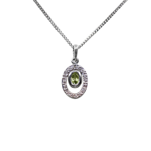 18 kt White Gold Peridot and Diamond Floating Pendant