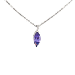 Diamond swirl Bail with Marquise Tanzanite Pendant