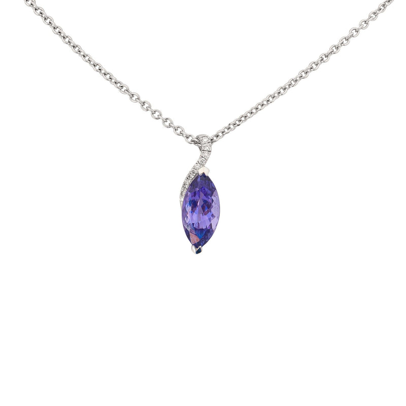 Diamond swirl Bail with Marquise Tanzanite Pendant