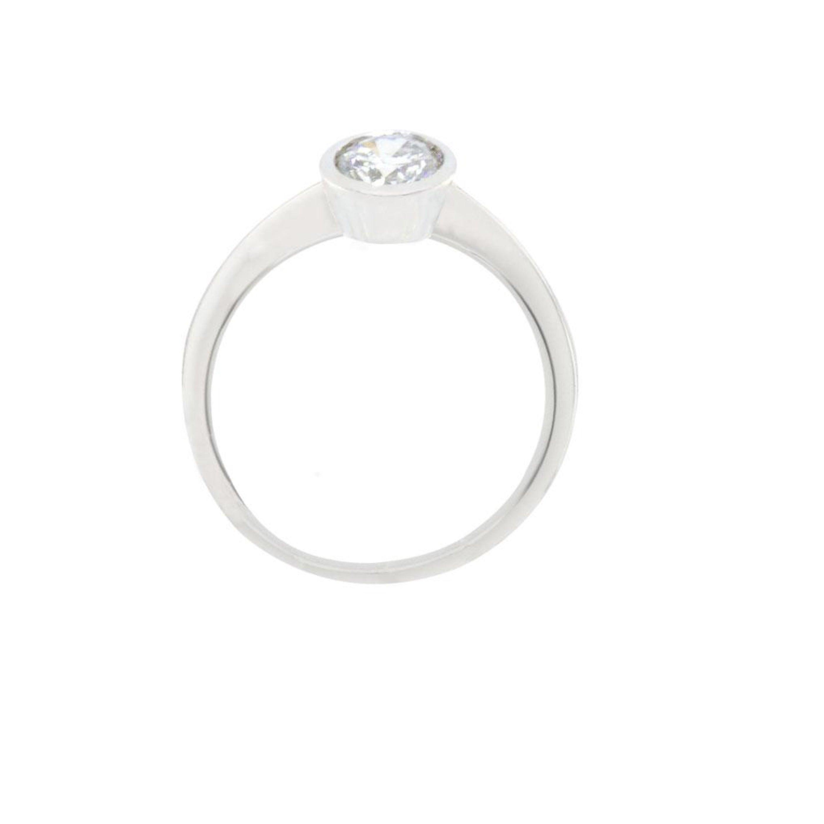 White Gold Tube Setting Diamond Engagement Ring