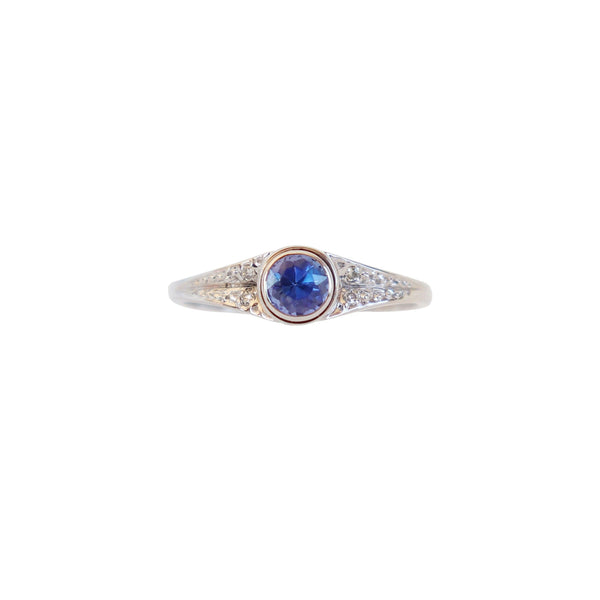 White Gold Tanzanite and Diamond Pave Ring