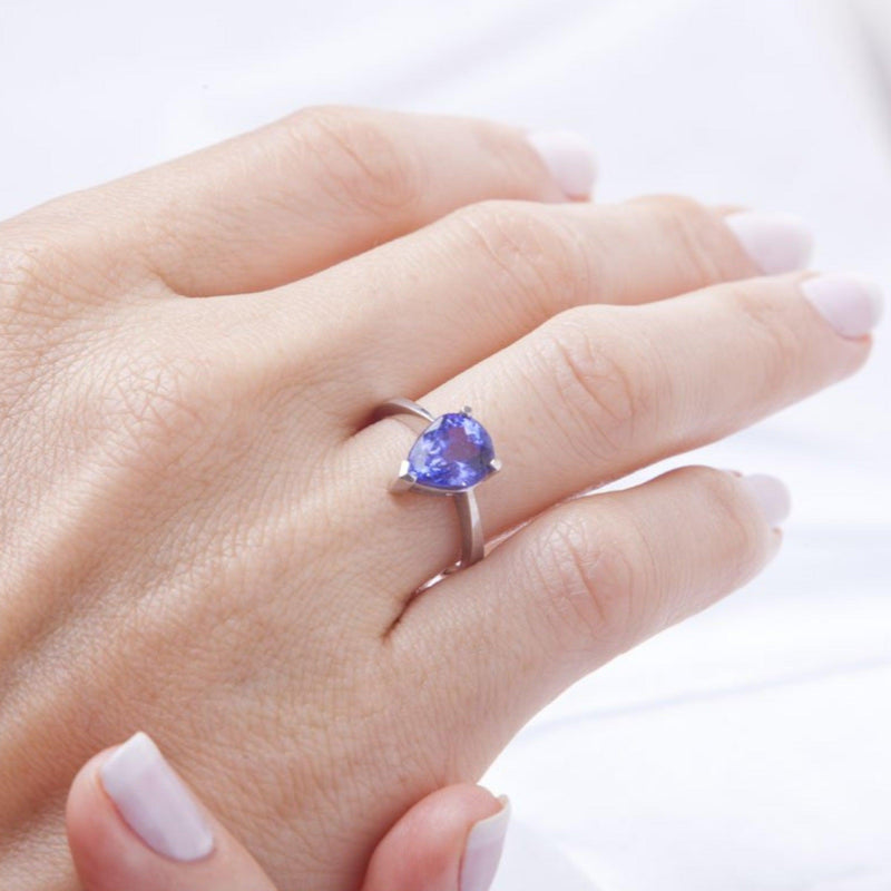 White Gold Pear Shaped Tanzanite Ring - Cape Diamond Exchange